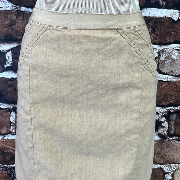 Rebecca Taylor Pencil Skirt Linen Tan Size 0 - Picture 7 of 13